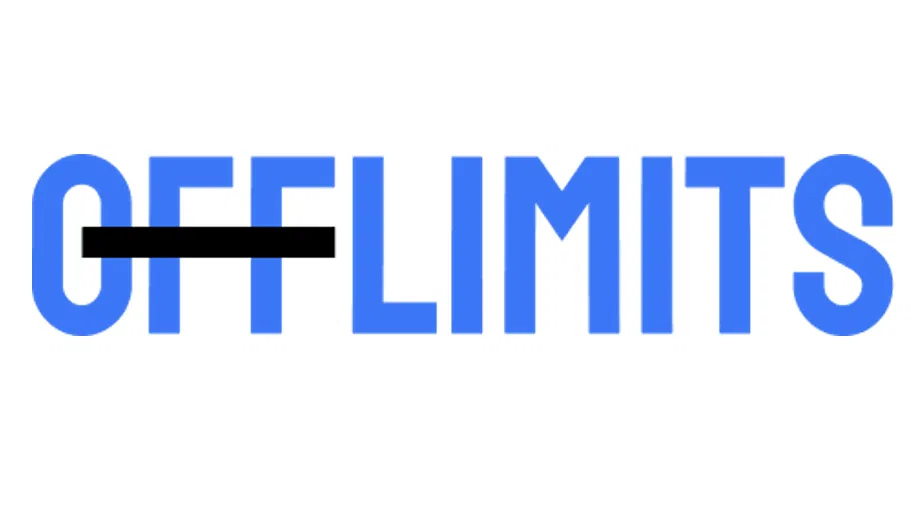 Logo van Offlimits, expertisecentrum voor online misbruik, met blauwe typografie en de tekst Expertisecentrum Online Misbruik