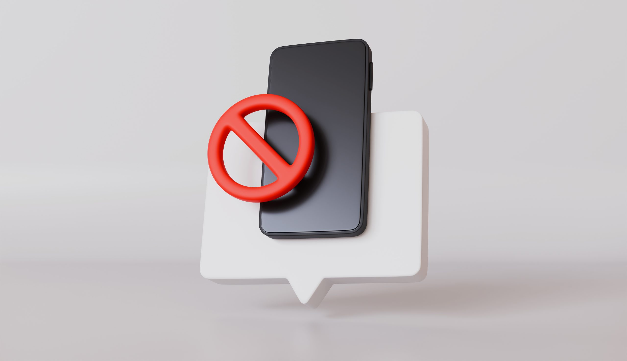 Smartphone met een verbodssymbool ervoor, als illustratie van een socialmediaverbod voor jongeren en de discussie over leeftijdsgrenzen op sociale media.